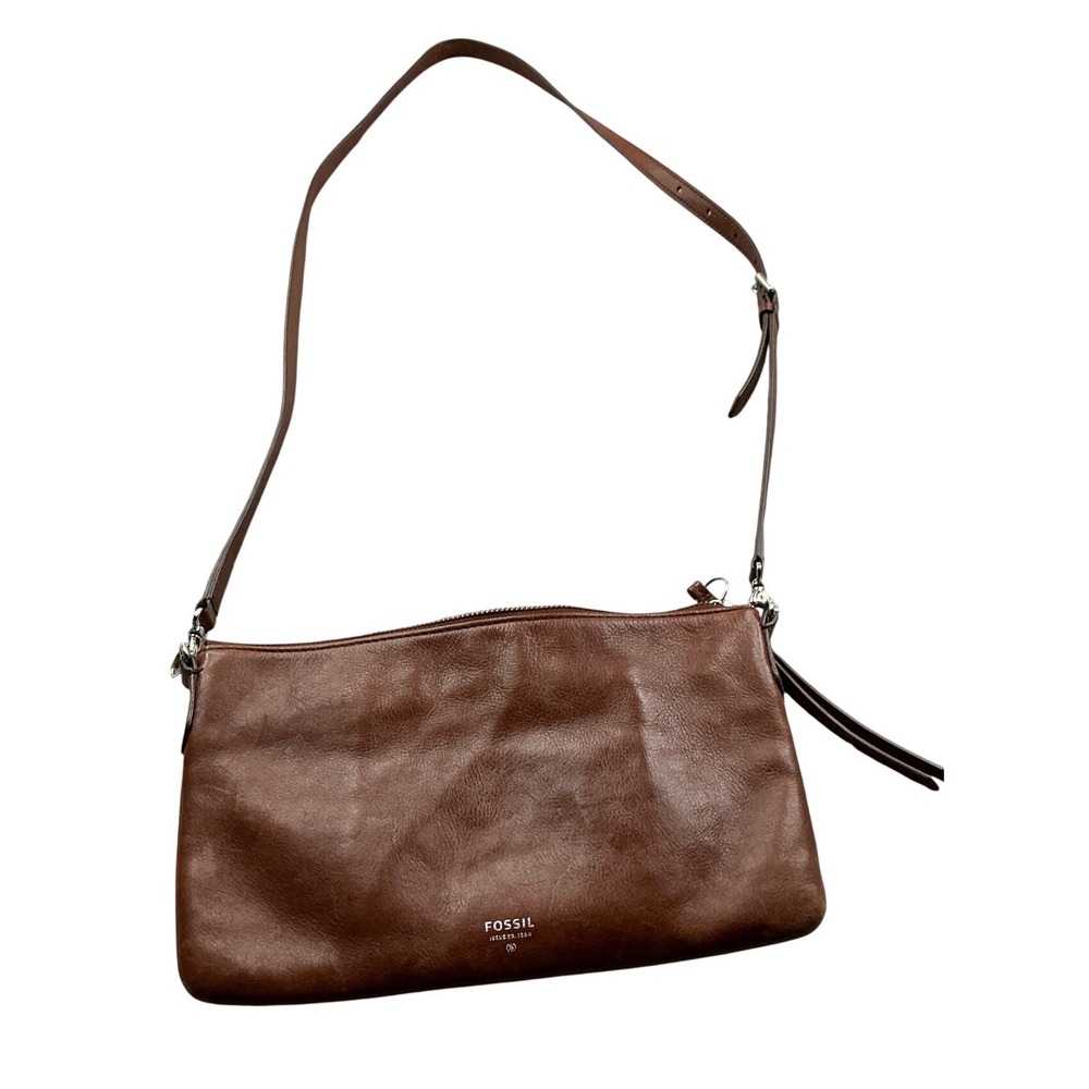 Fossil Brown Leather Crossbody Bag Card Slots Organizer Small ZB5701
